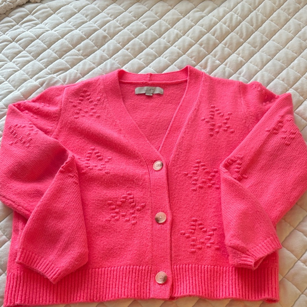 LOFT Vibrant Pink Knit Sweater
